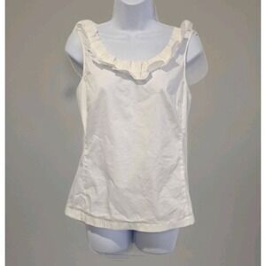 Ann Taylor Women's Top Sleeveless Ruffled Neckline Lightweight Side Zip Size 2